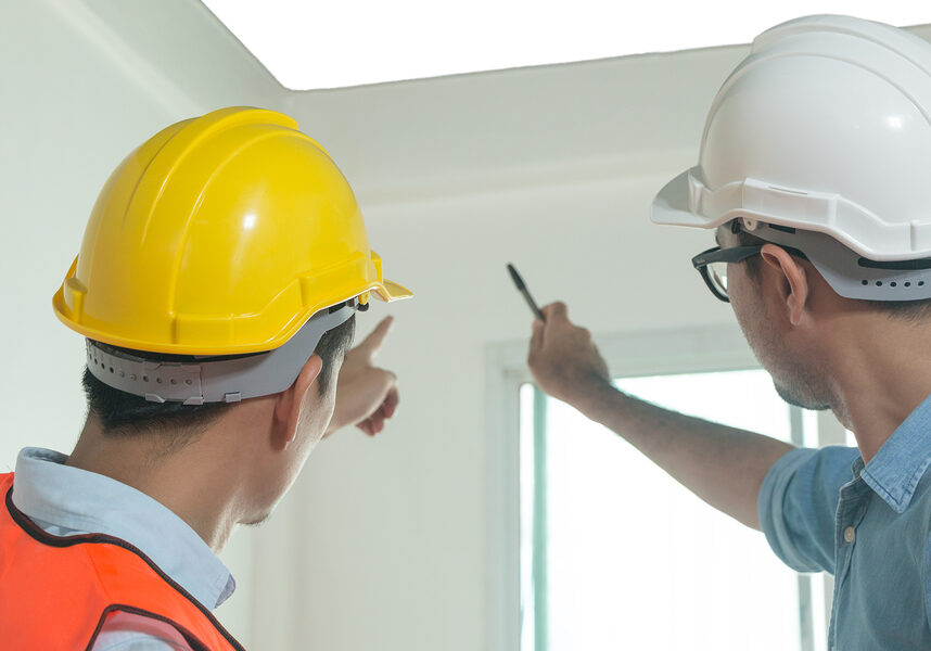 Architects and engineers examine the interior of the home to create a successful building plan before delivering quality housing to the customer.